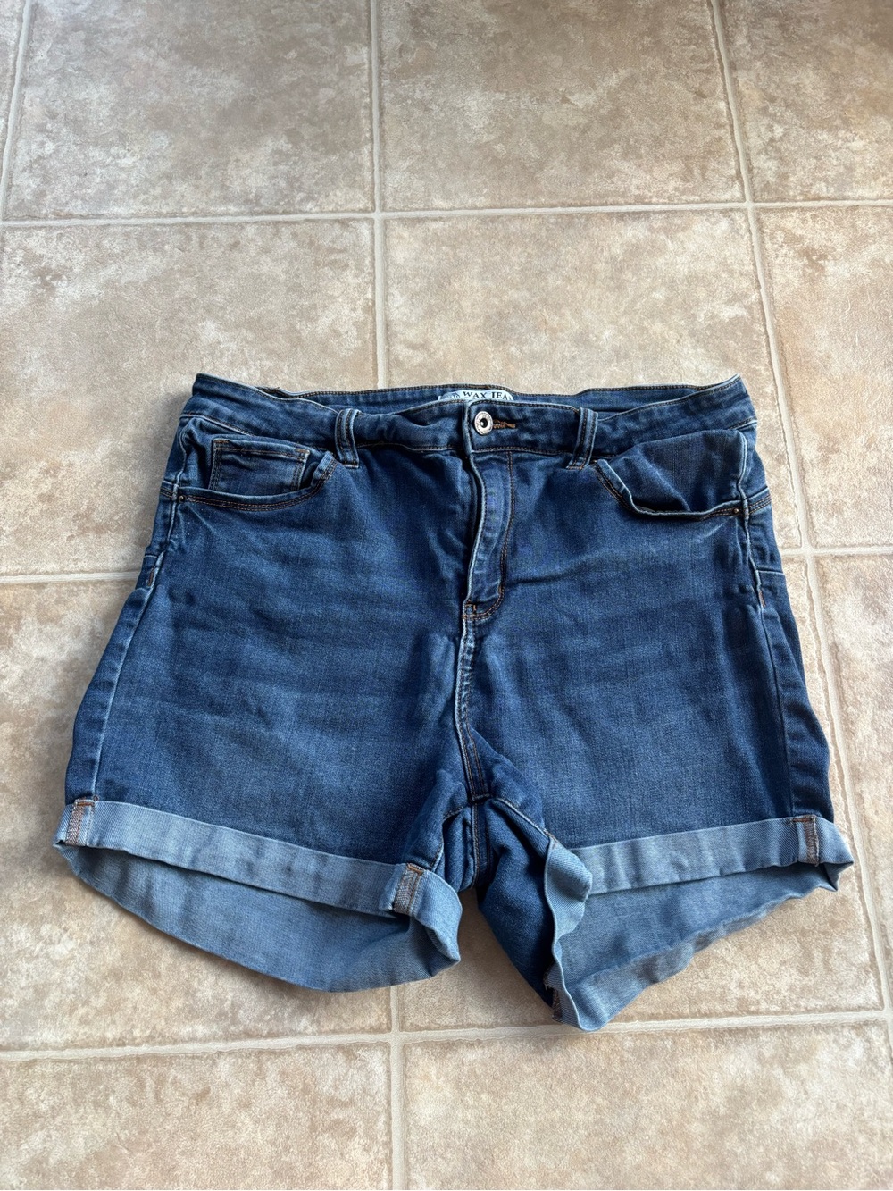 Wax Jean Dark Blue Roll-Cuff Denim Shorts